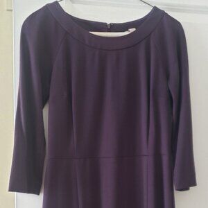 Banana Republic plum ponte knee-length 3/4 sleeve dress